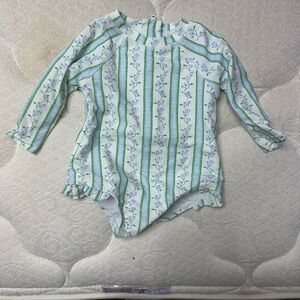 Edgehill Collection x Pearly Gates Girls Long Sleeve Ruffle Bathing Suit